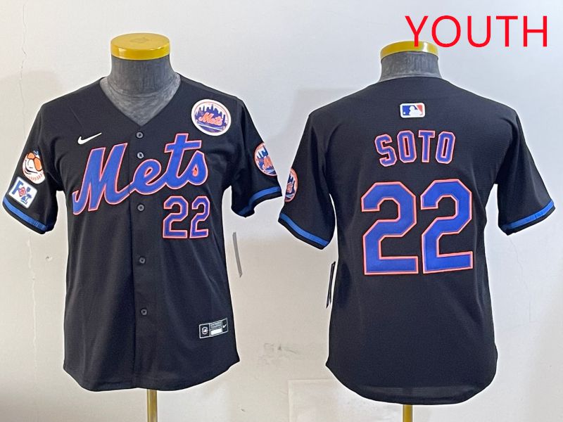 Youth New York Mets #22 Soto Black Game Fashion 2025 Nike MLB Jersey style 3->youth mlb jersey->Youth Jersey